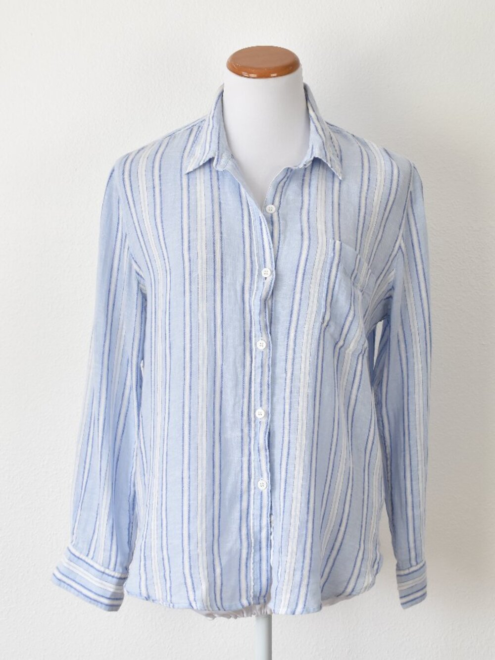 Rails Charli Napoli Stripe Linen Button Front Top - M